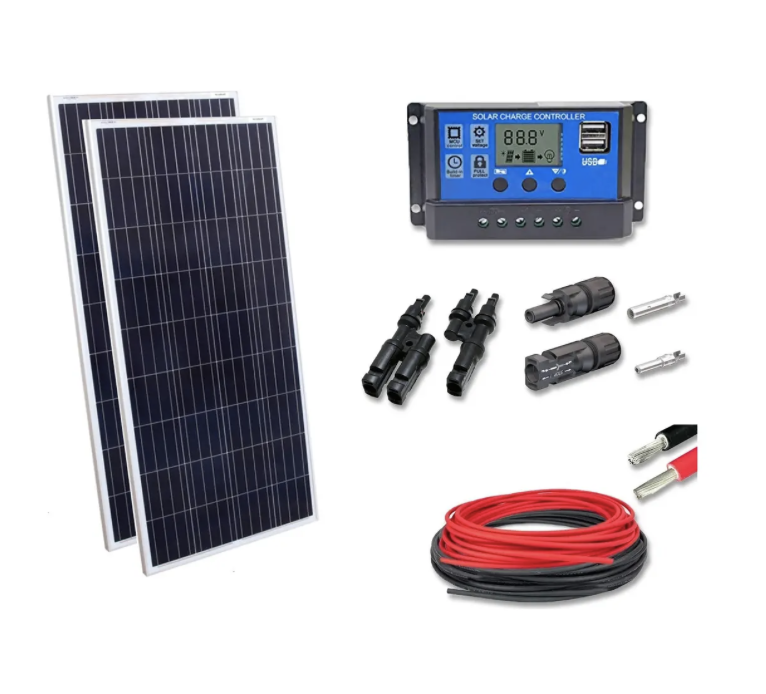Kit Solar 2×155 W com controlador de 30 A